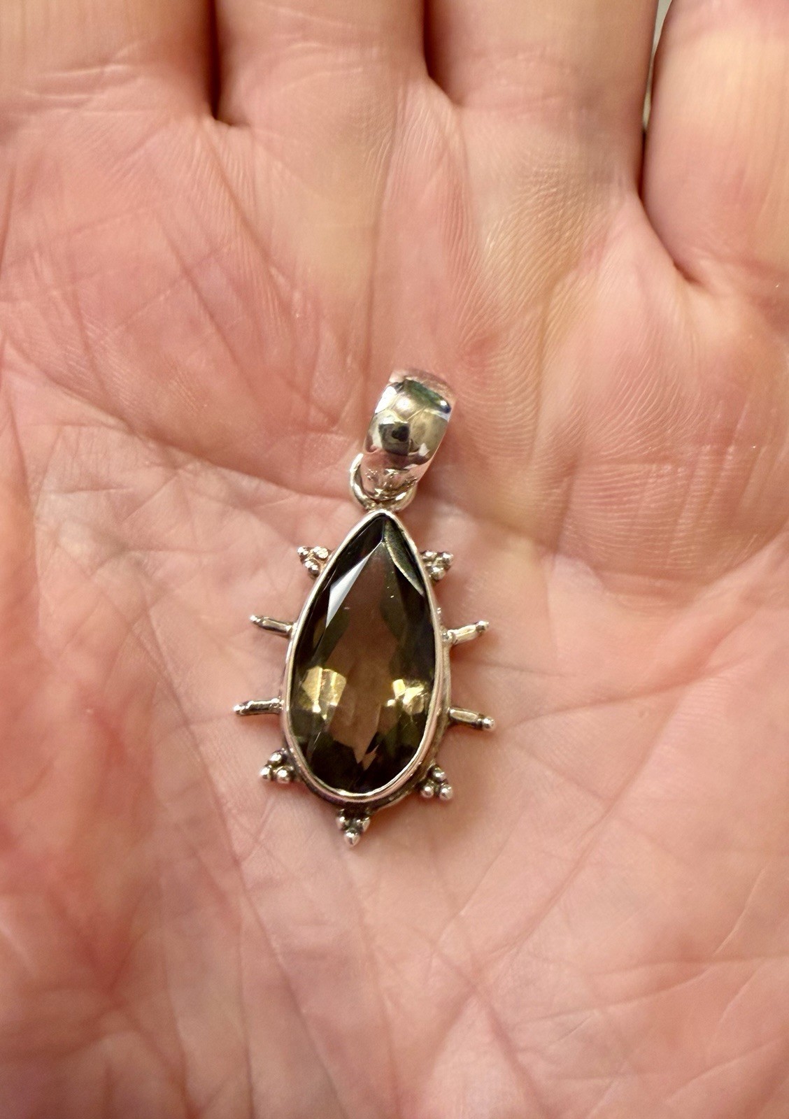 Smoky Quartz High Polished 925 Sterling Silver Pendant