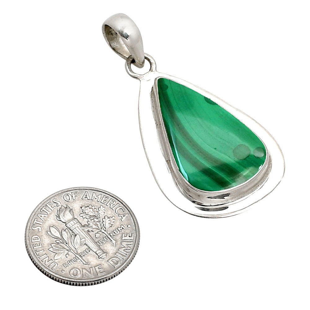 Natural Malachite Eye – Congo 925 Sterling Silver Pendant Jewelry P-1076
