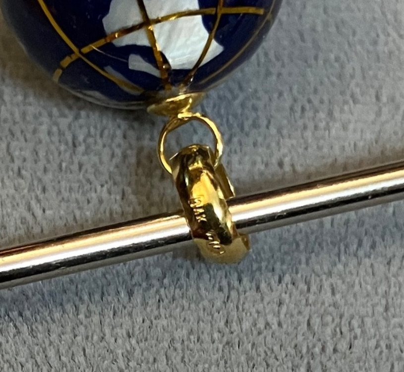 Vintage Michael Anthony 14k Gold Globe & Lapiz Lazuli Inlay Unique World Pendant