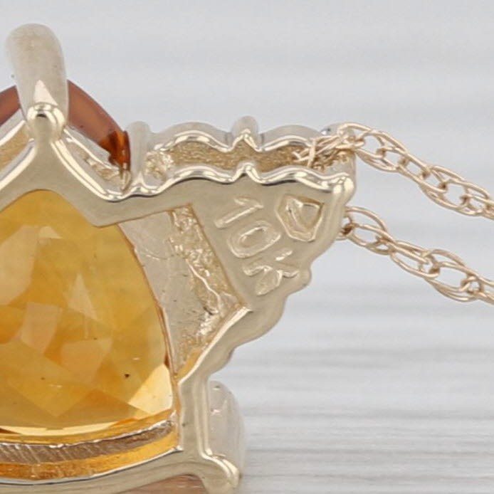 1.60ct Citrine Diamond Pendant Necklace 10k Yellow Gold 18.25″ Rope Chain