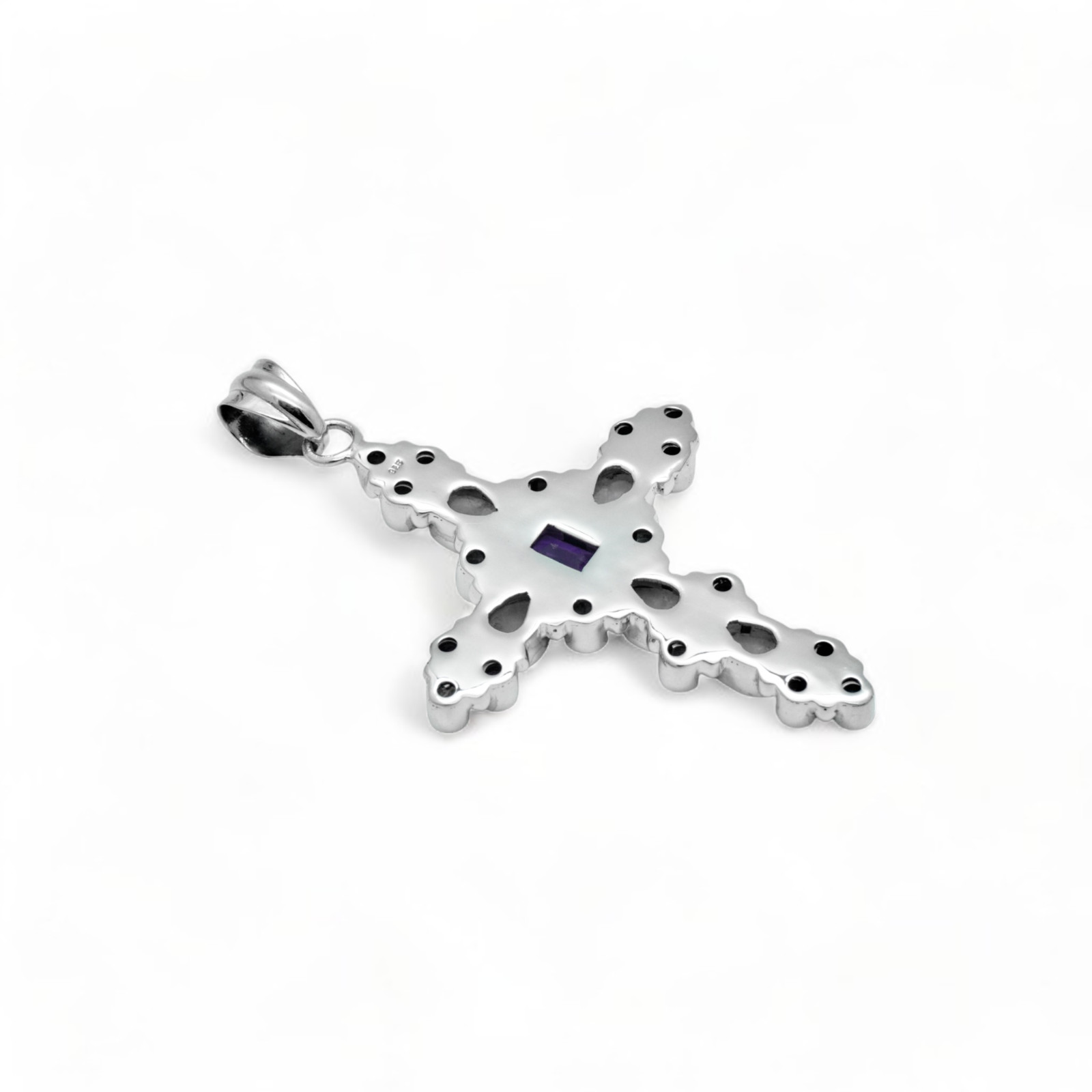 Amethyst & Moonstone Cross Pendant Sterling Silver 925 Christian Jewelry Gift