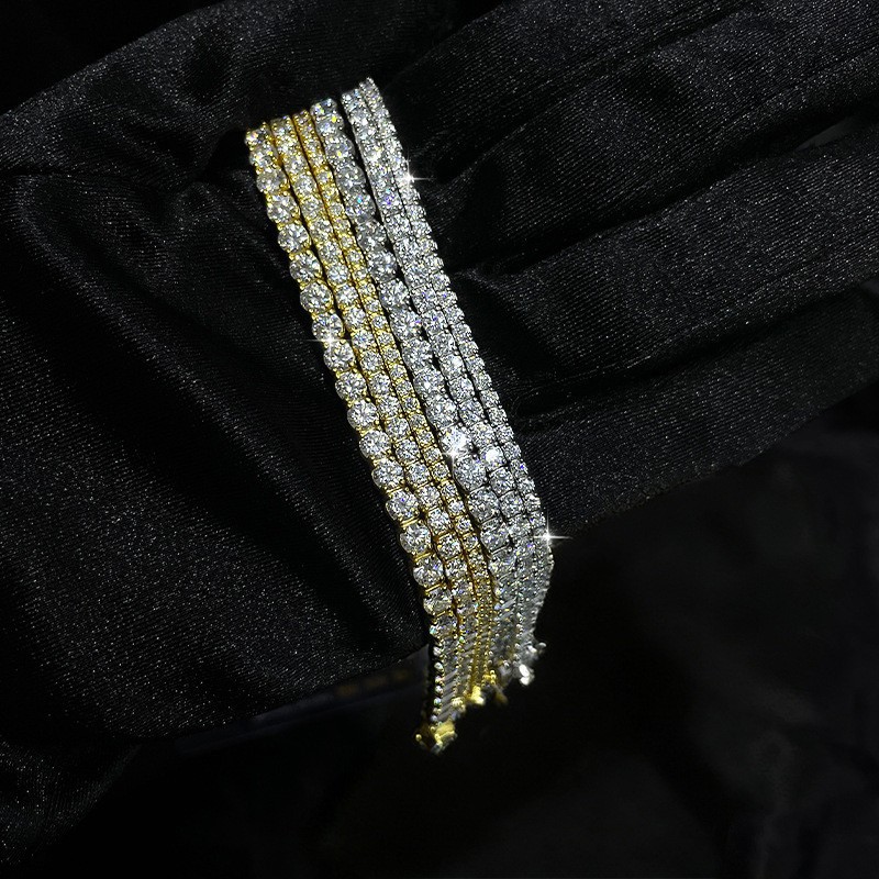 2-6mm 6″-24″ Real VVS1 D Moissanite Tennis Chain 925 Silver Pass Diamnd Tester!