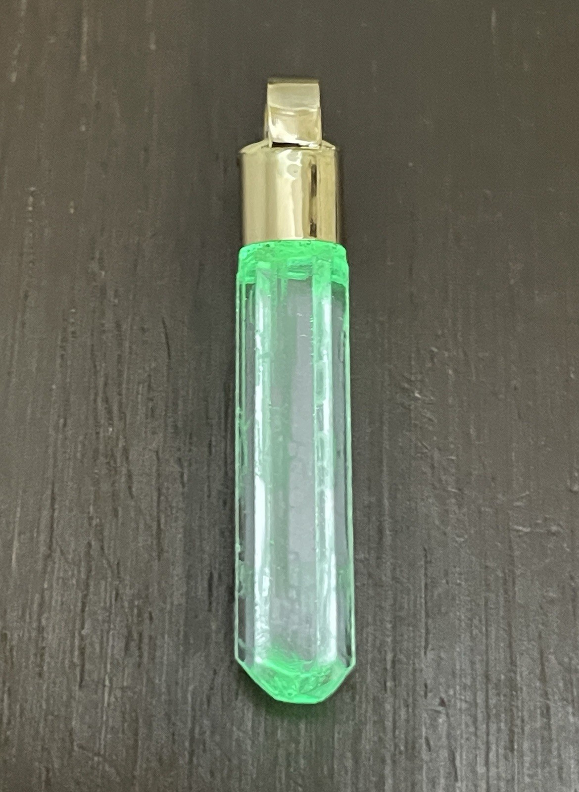 14K Solid Gold GLOWING Green- Blue Natural Aquamarine Gemstone Crystal Amulet!