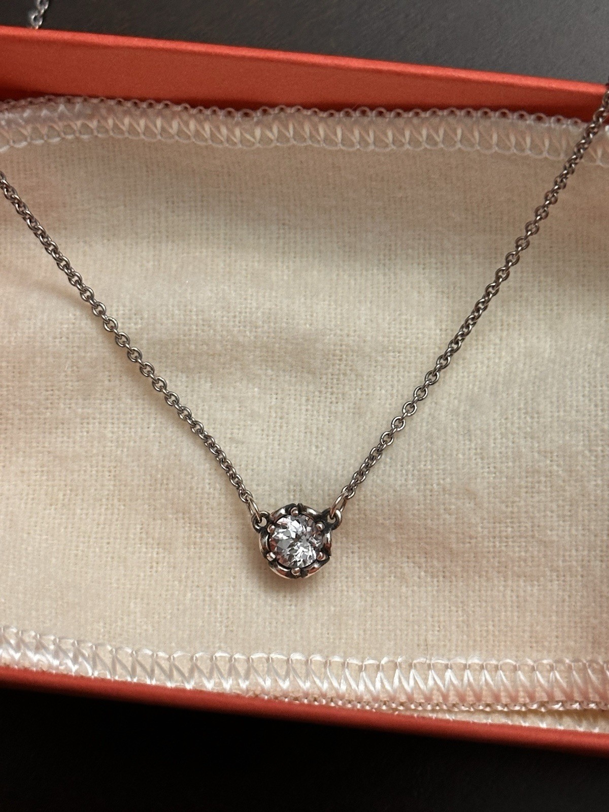 James Avery Cherished Birthstone Necklace April White Sapphire, 16 inch