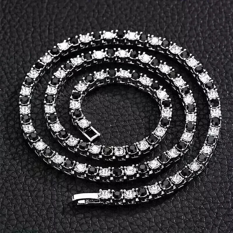 20 Ct. Round White & Black Diamond Tennis Necklace With Certified