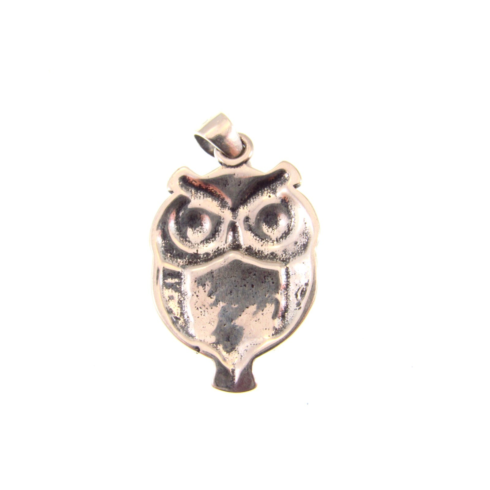 Solid 925 Sterling Silver Textured Retro Owl Pendant Charm, Cottagecore Jewely