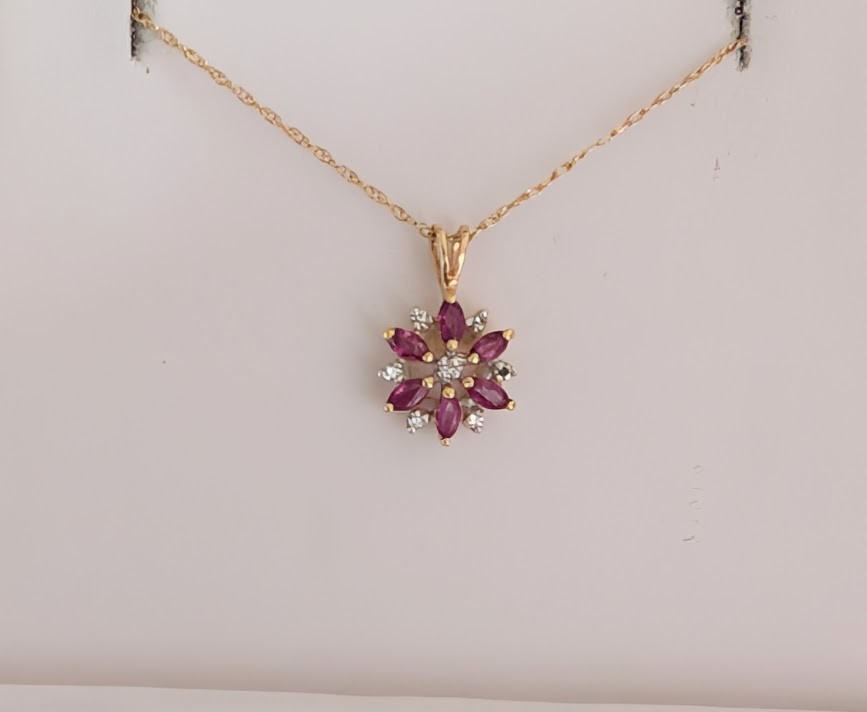Ruby & Diamond Necklace 14K 2 Grams Retail Price $1299 Make Me An Offer!