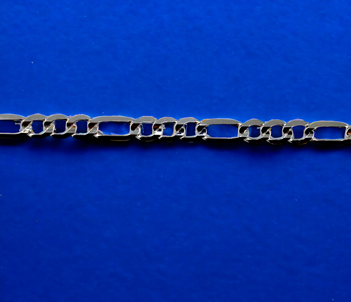 14K White Gold SOLID Figaro Necklace Bracelet Chain Real Gold 2mm-6mm 7″-30″