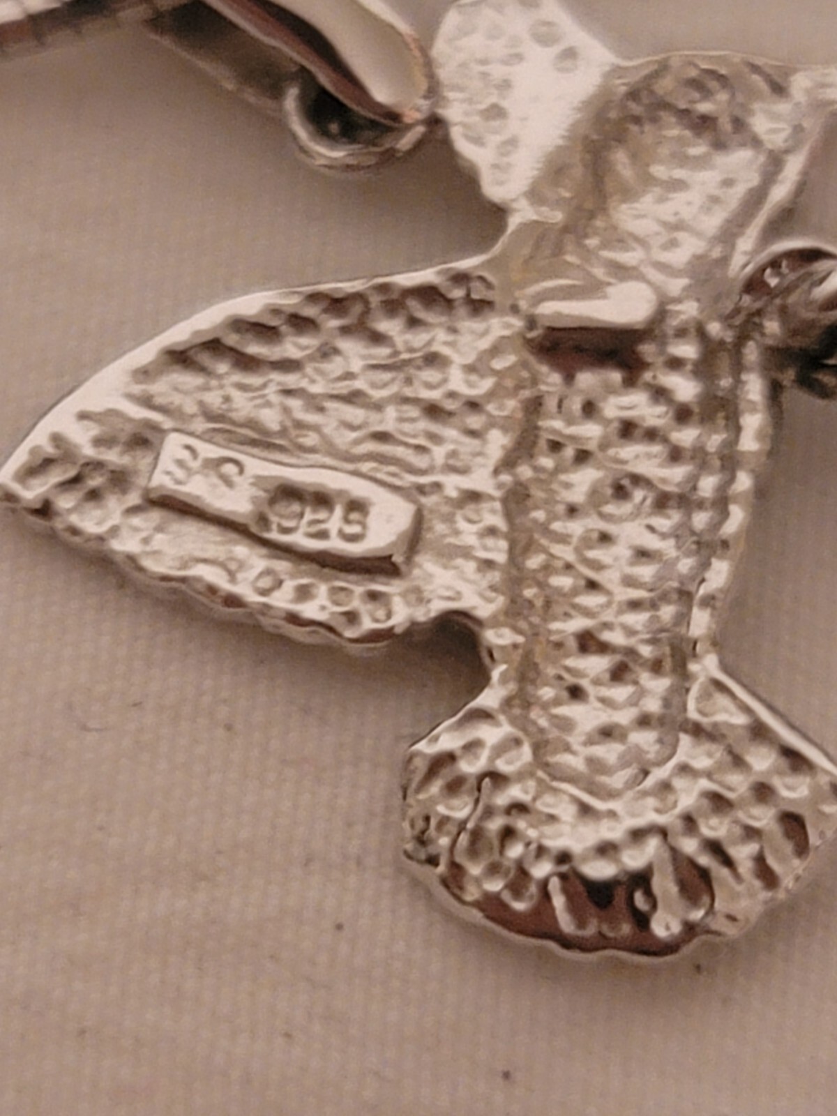 Silver Necklace With Silver Hummingbird Both Marked 925 Choker Style EUC