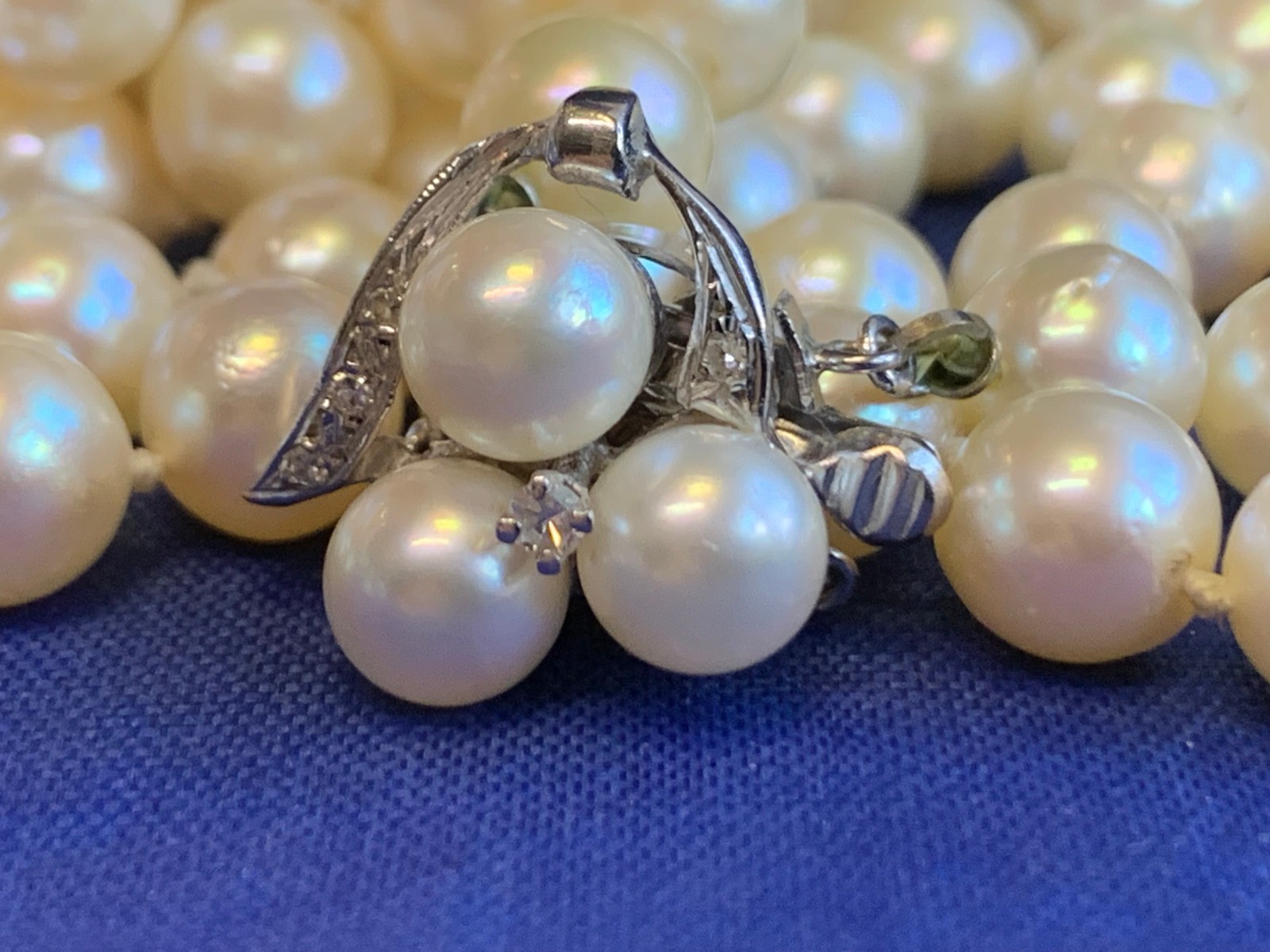 14K White Gold Honora Pearl & Diamond Necklace 32″ Fine Jewelry Box Clasp *READ*