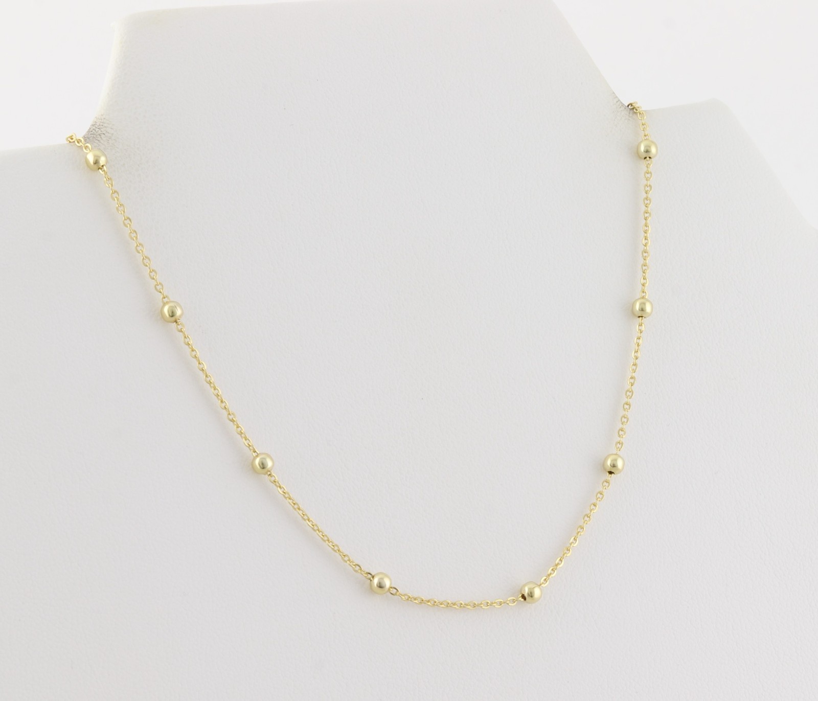 18k Gold Over Sterling Silver Beaded Station Necklace Choker 12.5″ to 14.25″ in