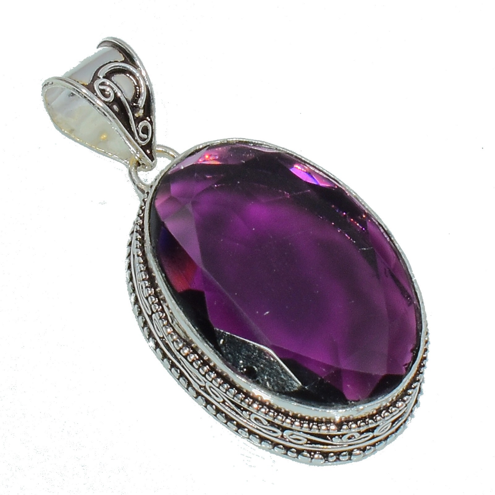 African Amethyst Gemstone Handmade 925 Sterling Silver Oval Cut Jewelry Pendant