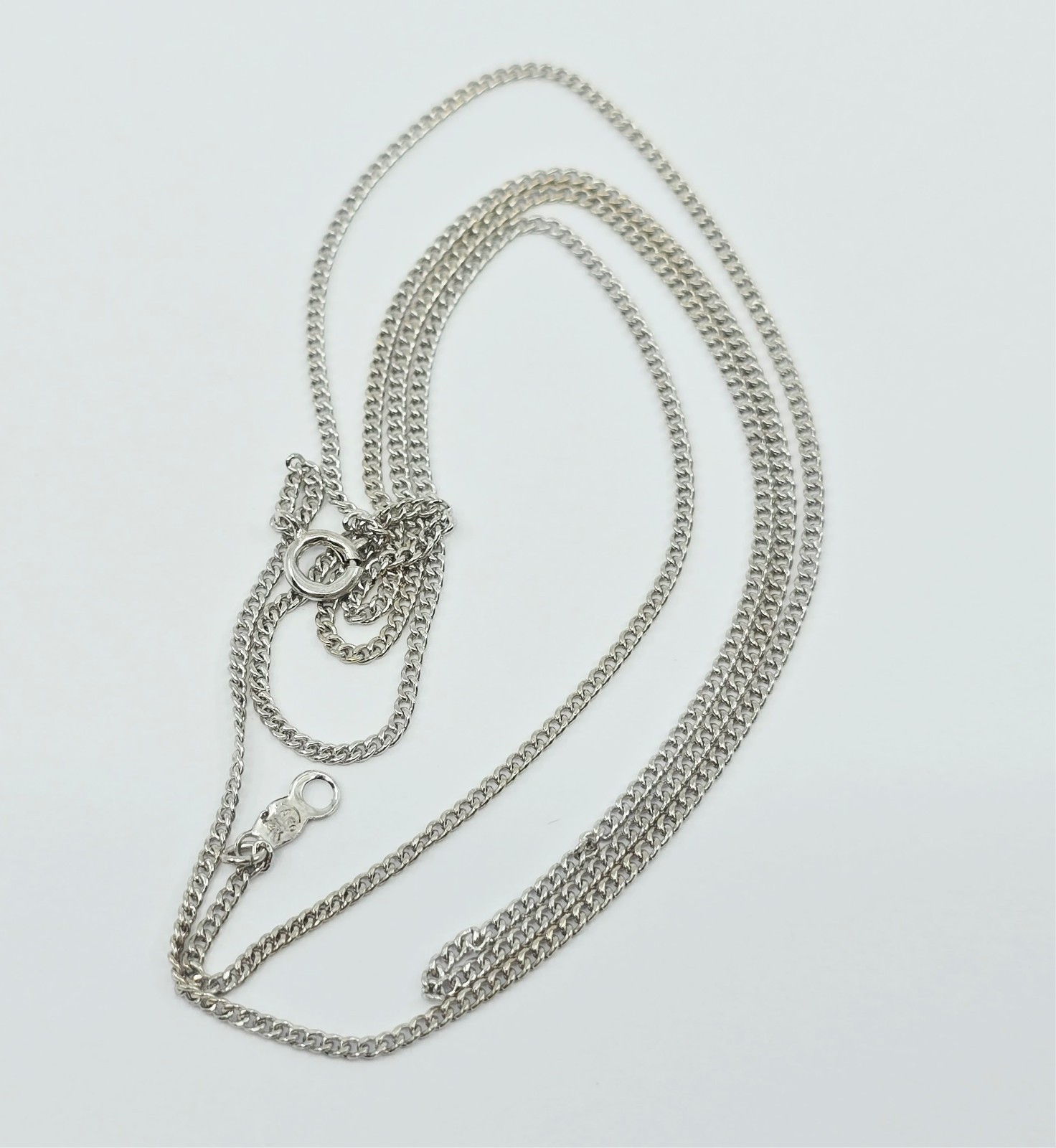 Beautiful Thin 14K Karat Solid White Gold Cuban Link Chain Necklace – 24″ Length