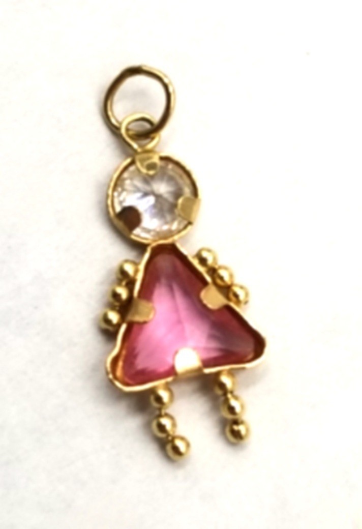 14k Yellow Gold Birthstone Kid Pendant Pink Alexandrite June Girl Charm