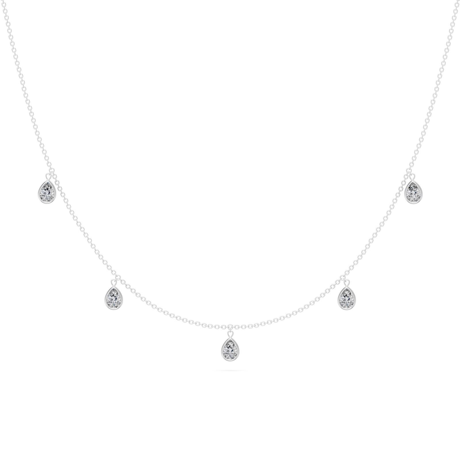 0.85 Ct Pear Cut Diamond Chain Necklace VS1 D-F White Gold 14k