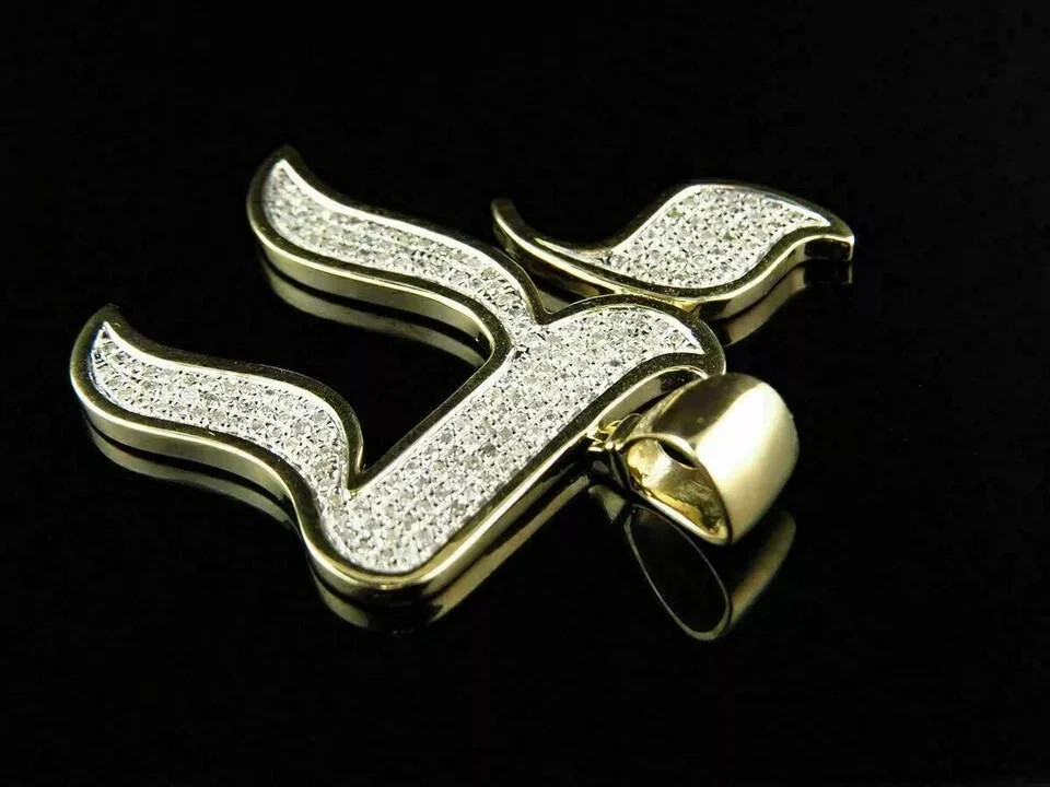 2Ct Round Created Diamond Jewish Chai Charm Pendant 14k Yellow Gold Over Unisex