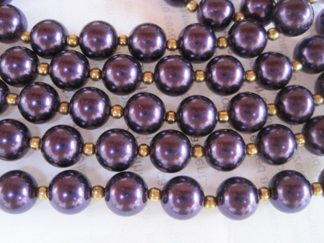 Purple Pearl Beaded Strand String Necklace 41″ Long