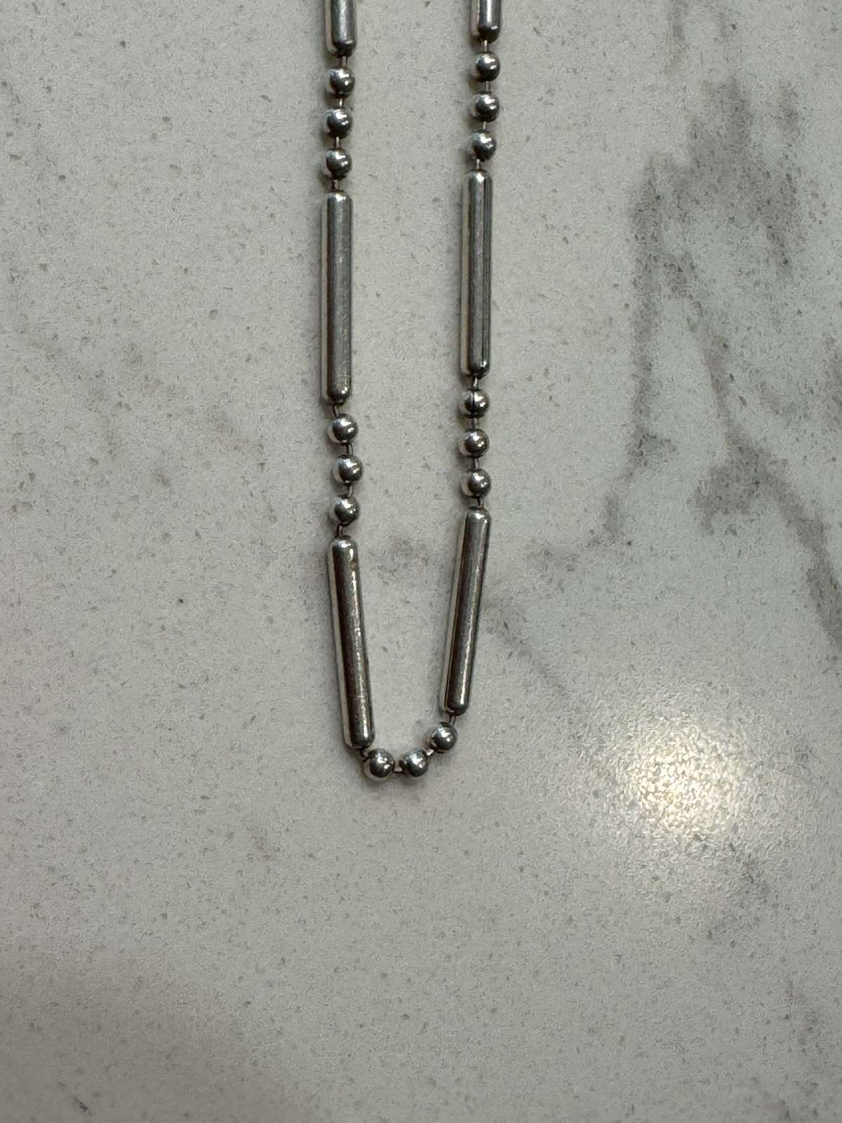 Sterling Silver 925 Bar Link Chain Necklace. Made In Italy. 24 Inch. 4.93 Grams