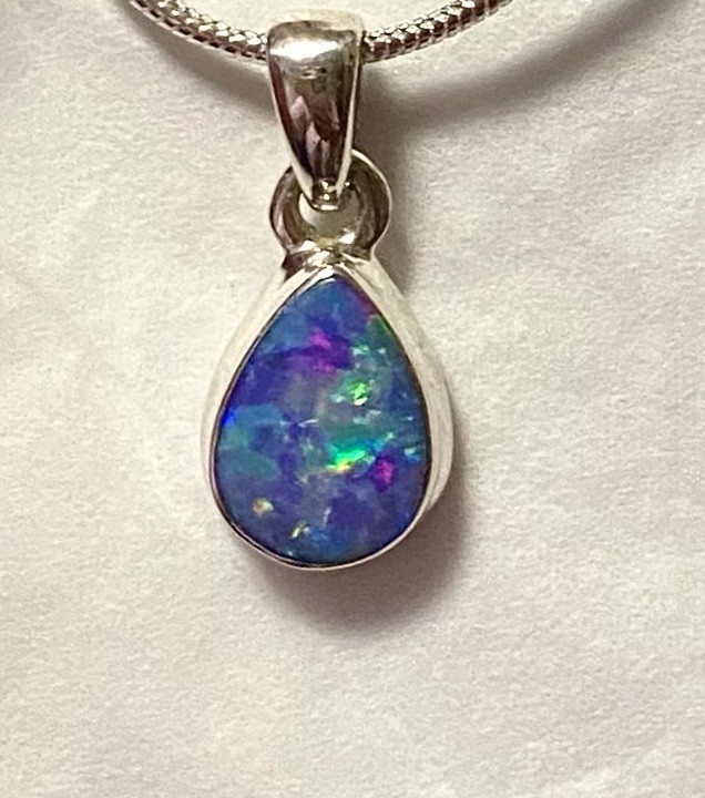 Natural Australian Opal Pendant 3/4” 925 Sterling Silver 🌹