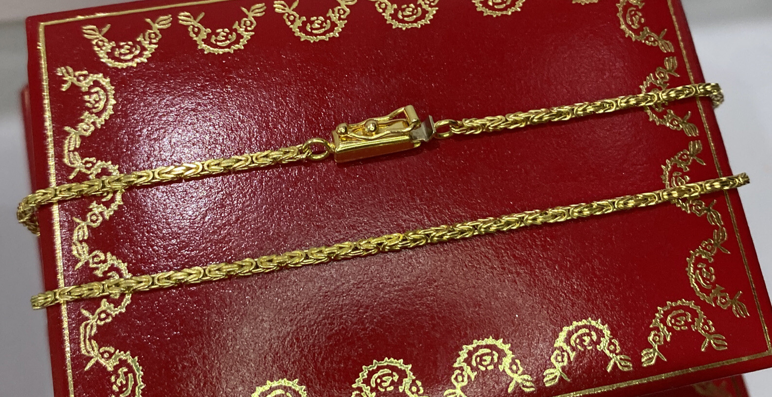 18k Yellow Gold Byzantine Braided Collar Chain 750 Kids Childrens Necklace 15.5”