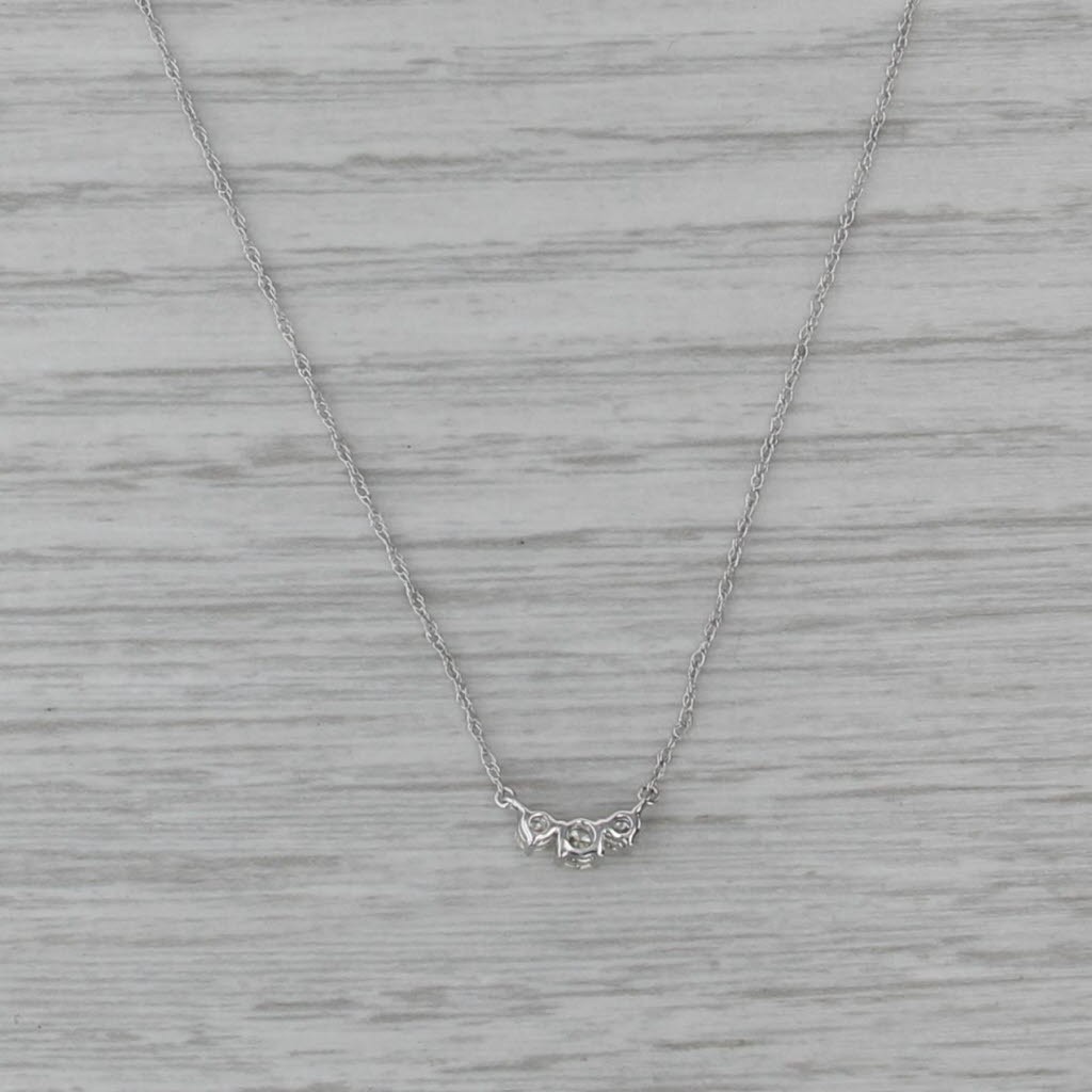 New 0.20ctw Diamond 3-Stone Pendant Necklace 14k White Gold 16″-18″ Rope Chain