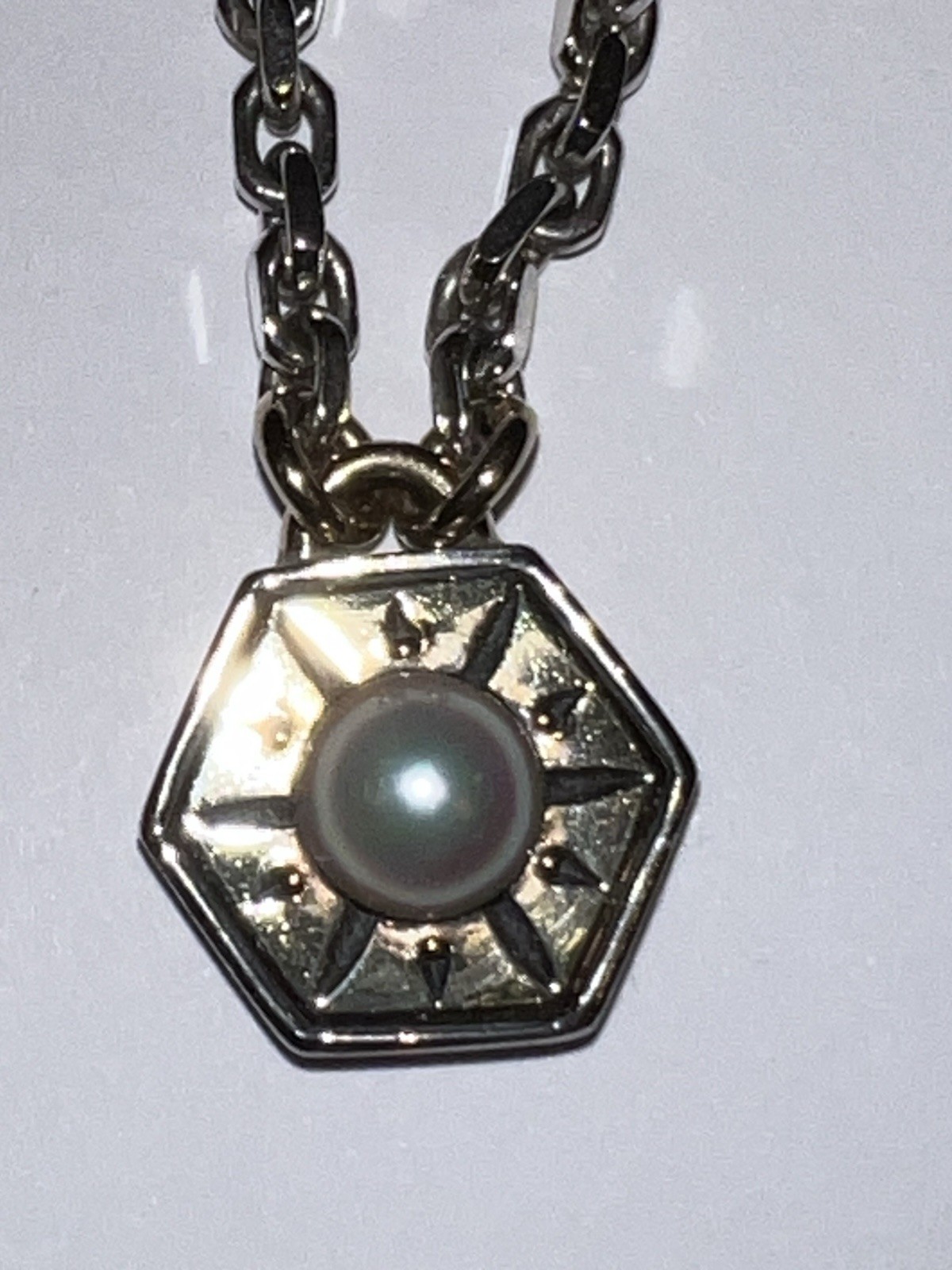David & Ronnie, Silver (925)14K Gold Plated Hexagon Shaped Charm w Silver Chain