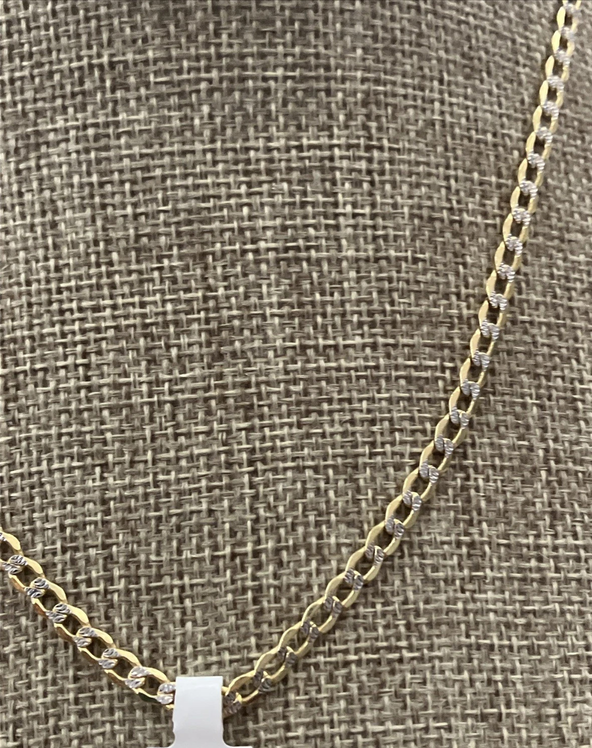 10kt Real Gold Curb Link Two-Tone Chain SemiSolid 6.2grams 4mm 22” Brand NWT 10K