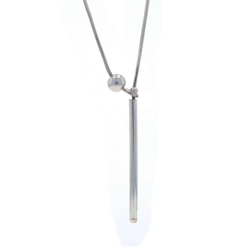 Sterling Lariat Pendant Necklace – 925 Diamond Cut Snake Chain Italy Adjustable