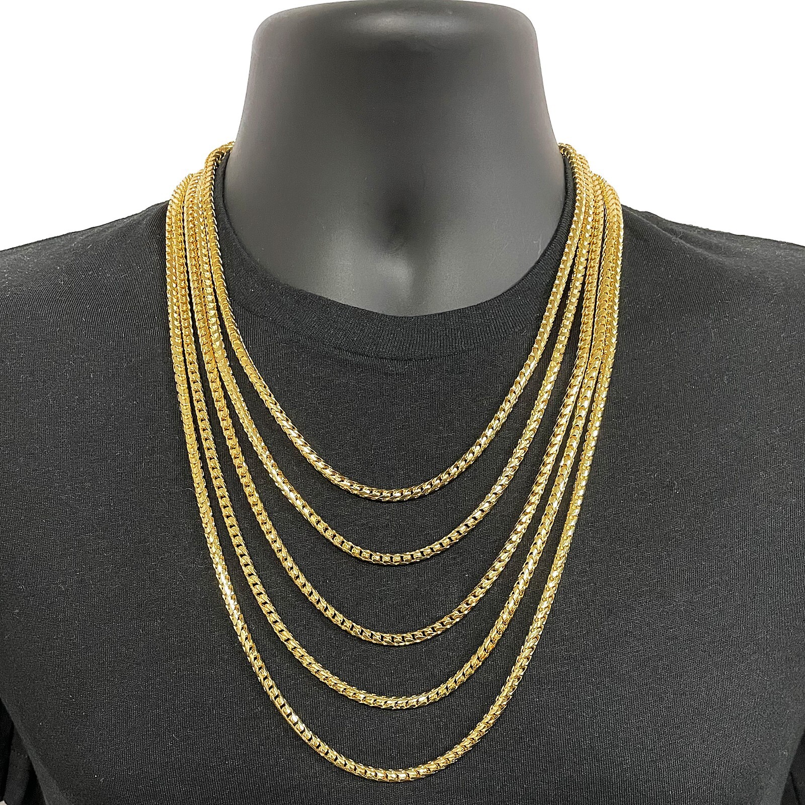 Italian 14k Yellow Gold Solid Diamond Cut Franco Chain Necklace 22″ 4mm 46 grams