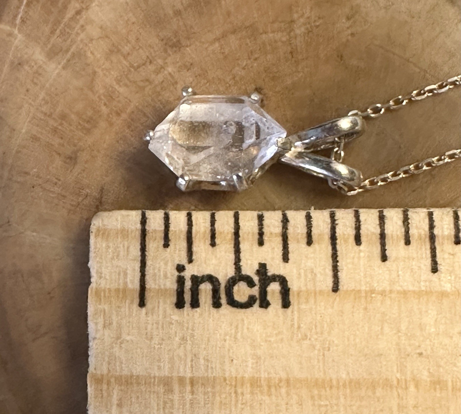 Delicate OOAK Herkimer Diamond 925 Sterling Silver Necklace 18 In