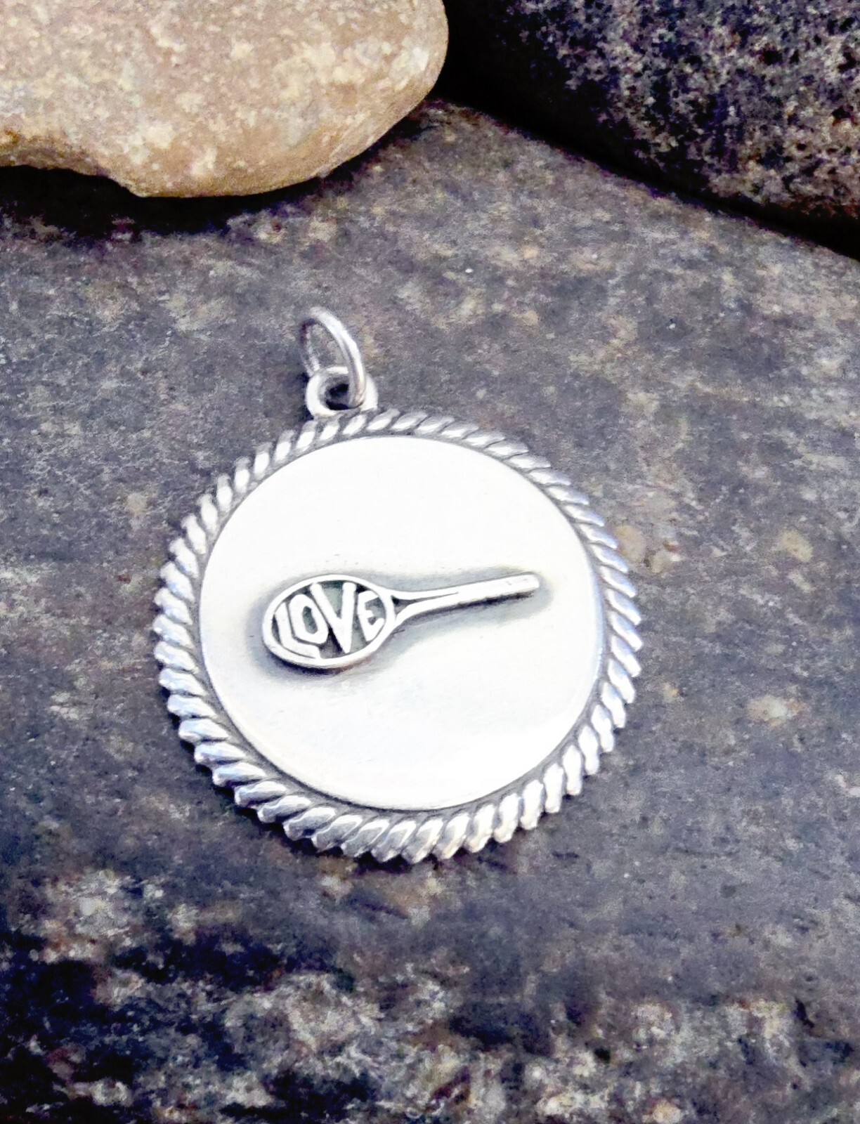 Retired James Avery LOVE Tennis Racquet Pendant Medallion RARE 8.03gr