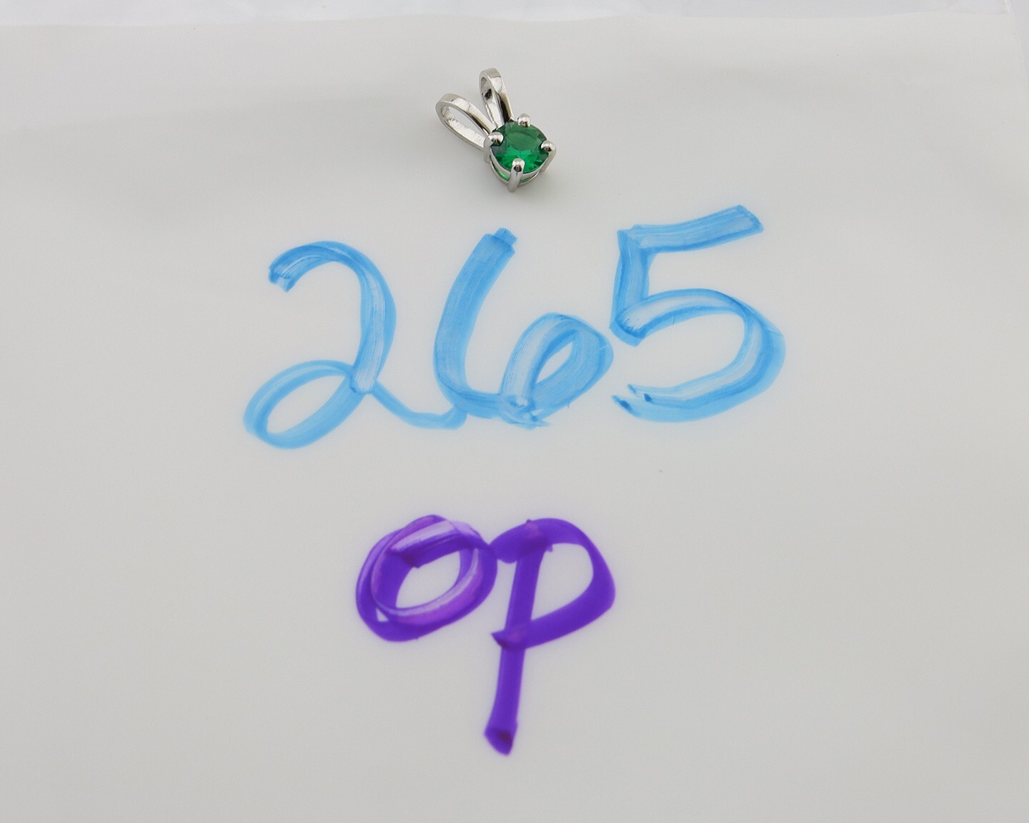 May Birthstone Pendant Set in 14k Solid White Gold