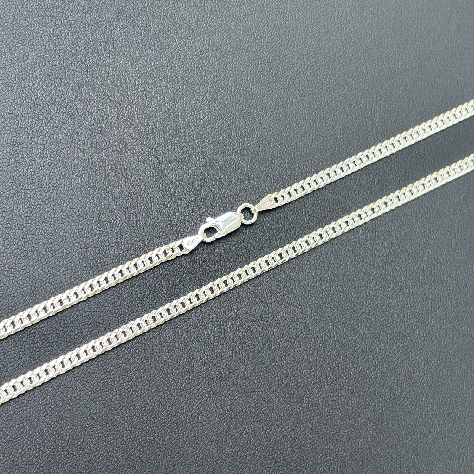 3.5mm Double Curb Link Chain Necklace – Solid 925 Sterling Silver MADE IN ITALY