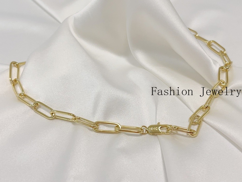 Real Genuine 10K Solid Yellow Gold Paperclip Chain Necklace 26inch 9mm