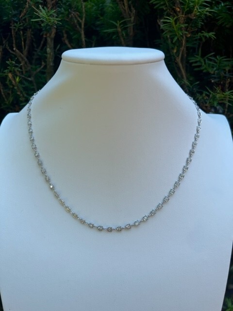 Platinum Diamonds by the Yard Flower Tulip Style Necklace 3.75ct 18”