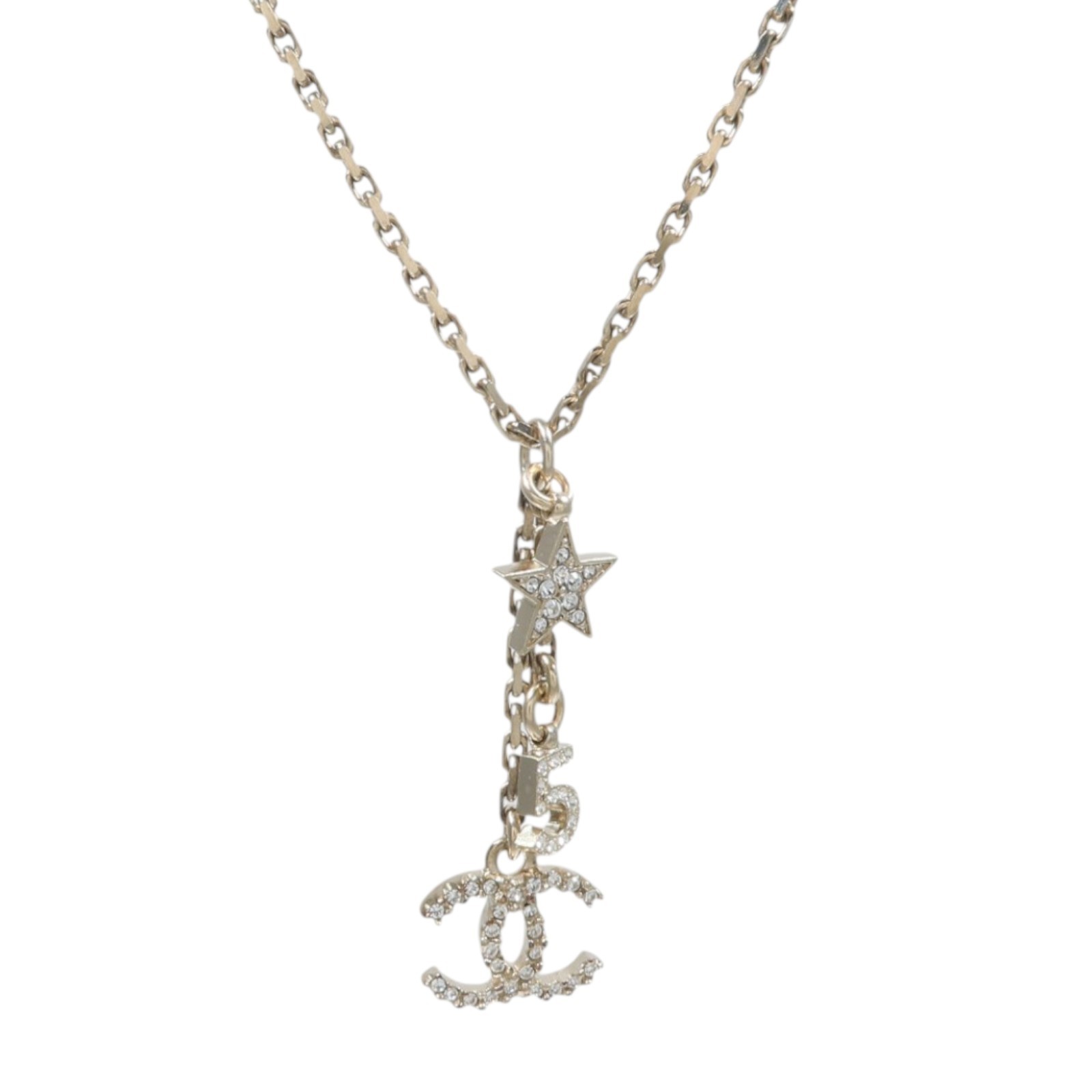 CHANEL CC No.5 Star Pendant Nacklace C22/S Metal Gold
