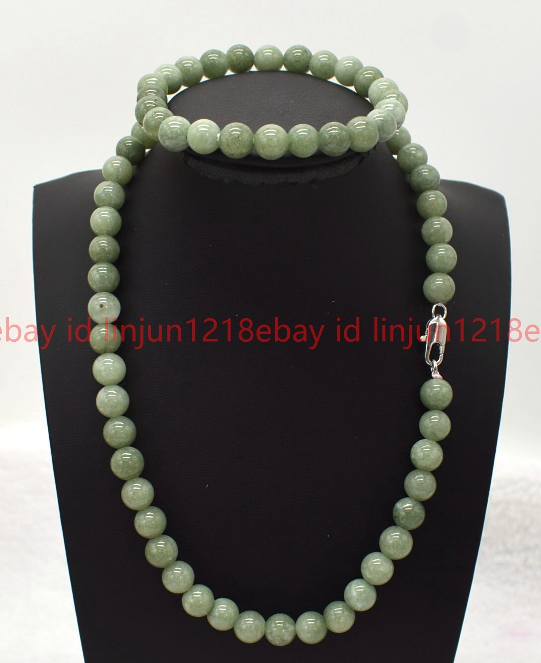 Natural 6/8/10/12mm A Green Jade Round Gemstone Beaded Necklace Bracelet 18/7.5