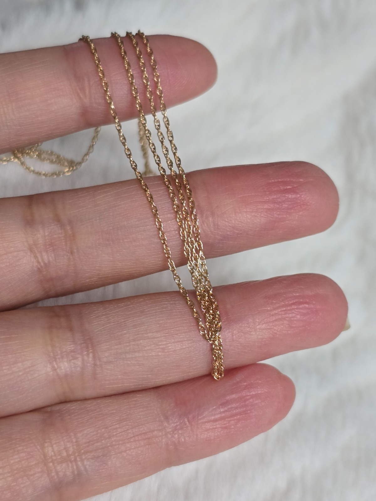 Solid 14k YG 1mm 1gr fine rope link chain