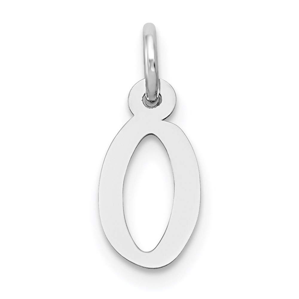 14K White Gold Small Slanted Block Letter O Initial Charm Pendant; Wt. 0.19 g