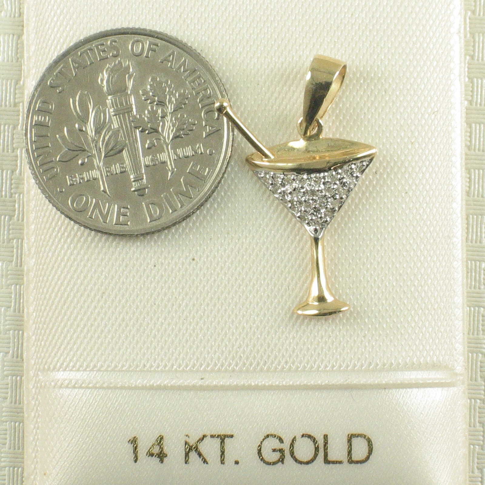 Beautiful Cocktail Cup Design 14kt Solid Yellow Gold Diamond Pendant Necklace
