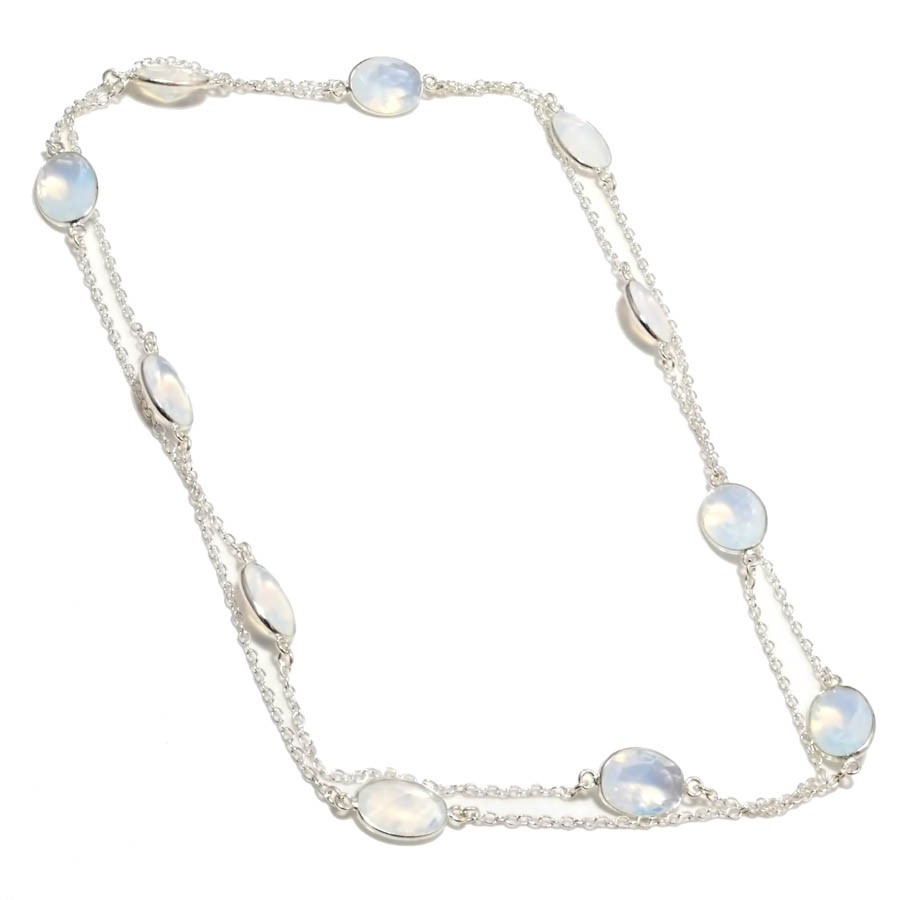 Fire Opal Gemstone Handmade 925 Sterling Silver Jewelry Necklace Size 36″