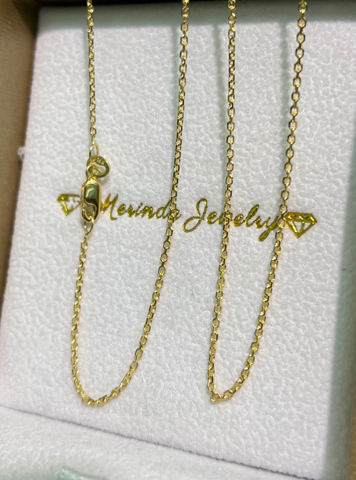 18k Solid Yellow Gold Small Anchor Chain Necklace for Unisex Kid Adult