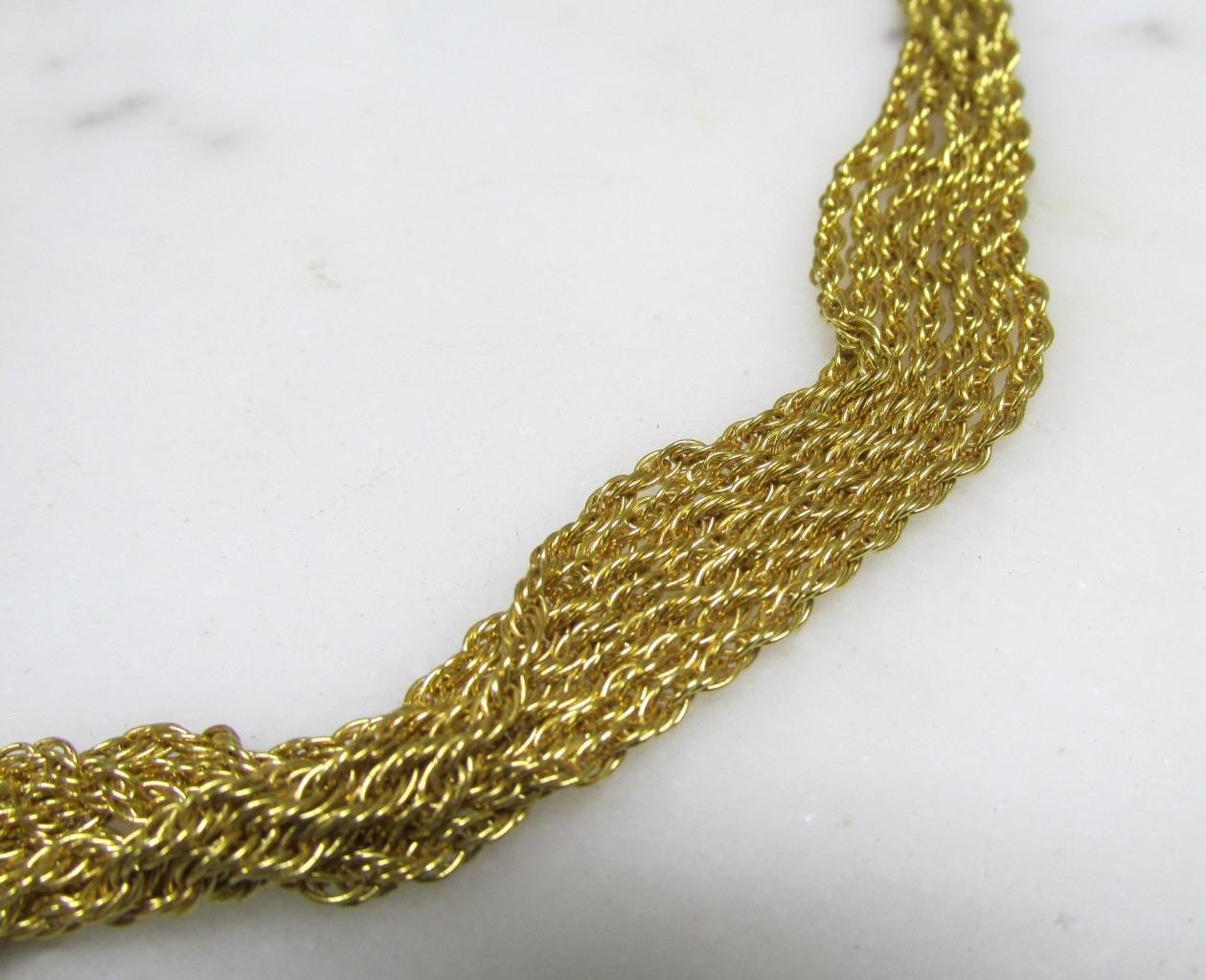 Gold Plated Sterling Silver 7 Strand Rope Chain Necklace 19.5″ ~ 41.7g ~ 9-D808