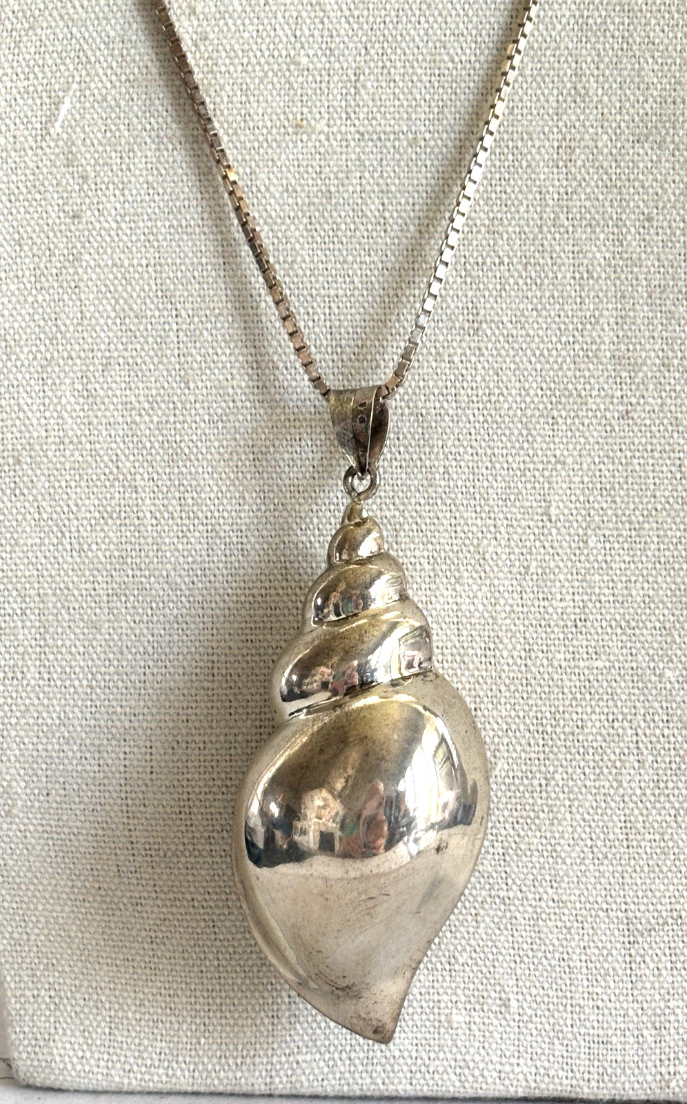Large 3 ” sterling silver 925 seashell pendant necklace 21″ Milor Italy chain