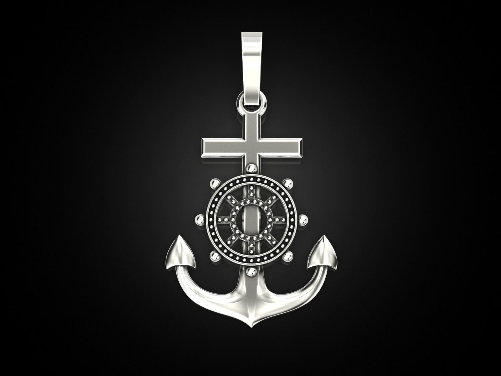 14k gold Jesus anchor pendant Statement Jewelry , Gift For Him