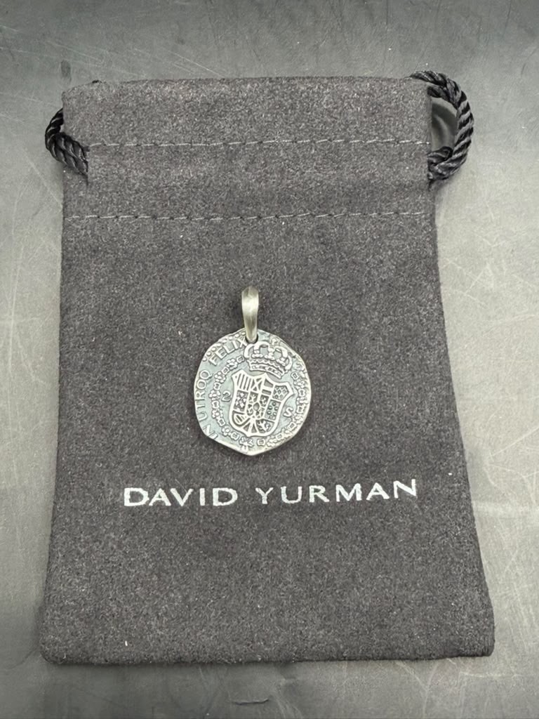 David Yurman Sterling Silver Shipwreck Coin Amulet Pendant