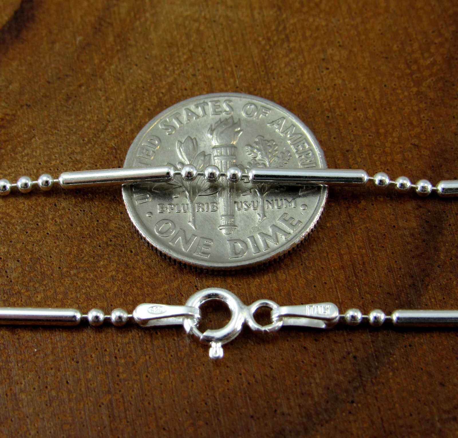 Solid 925 Sterling Silver Bead & Bar Link Women’s Minimalist Necklace / Bracelet