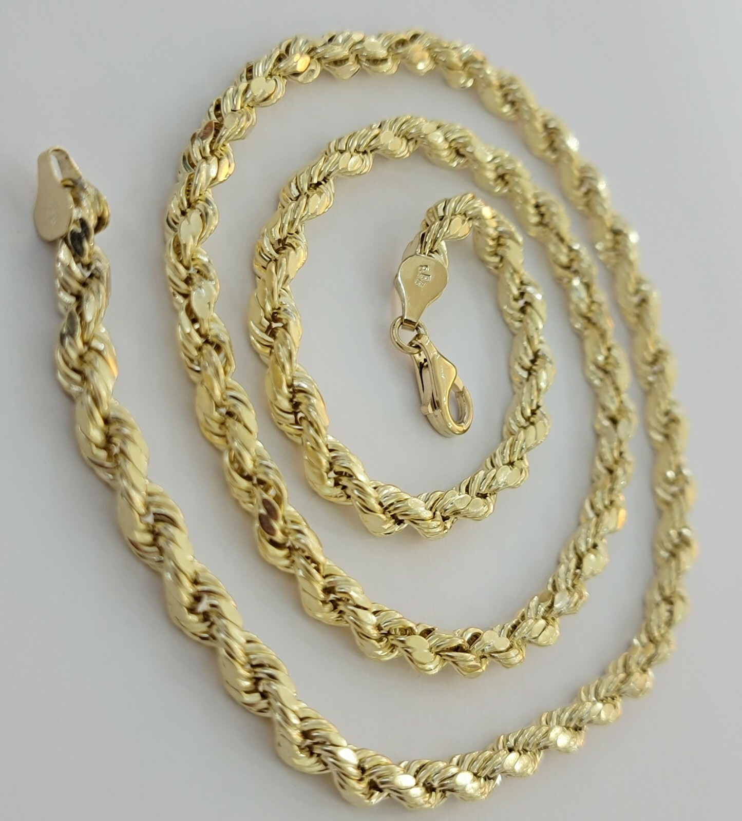 10K Yellow Gold Rope Chain 6mm Diamond Cut Necklace for Men 18-30″ Real 10KT