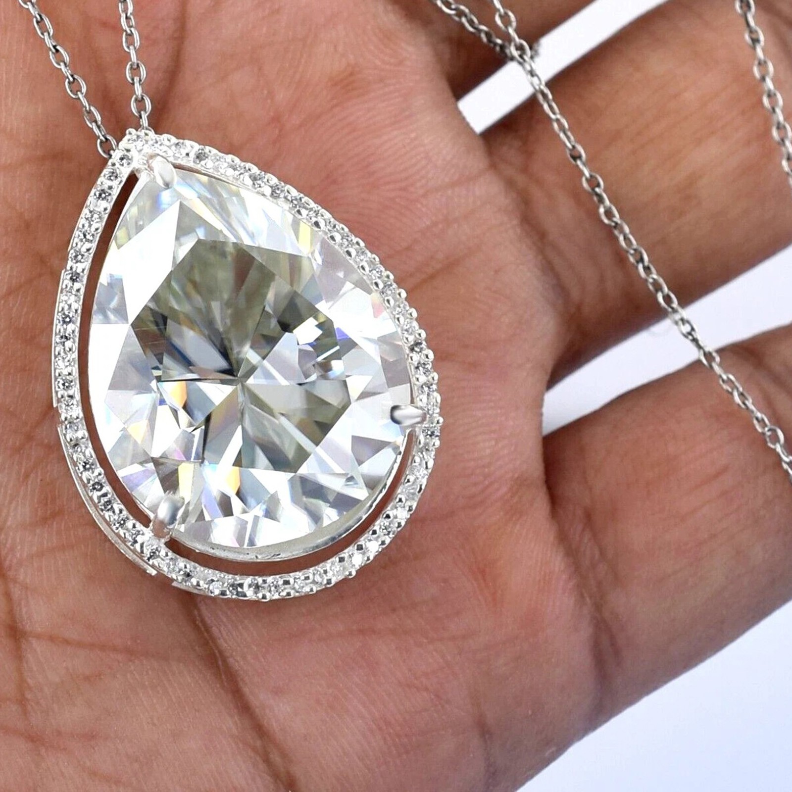 7.00 Cts. Pear Shape White Diamond Solitaire Women’s Pendant – Tariffs Free