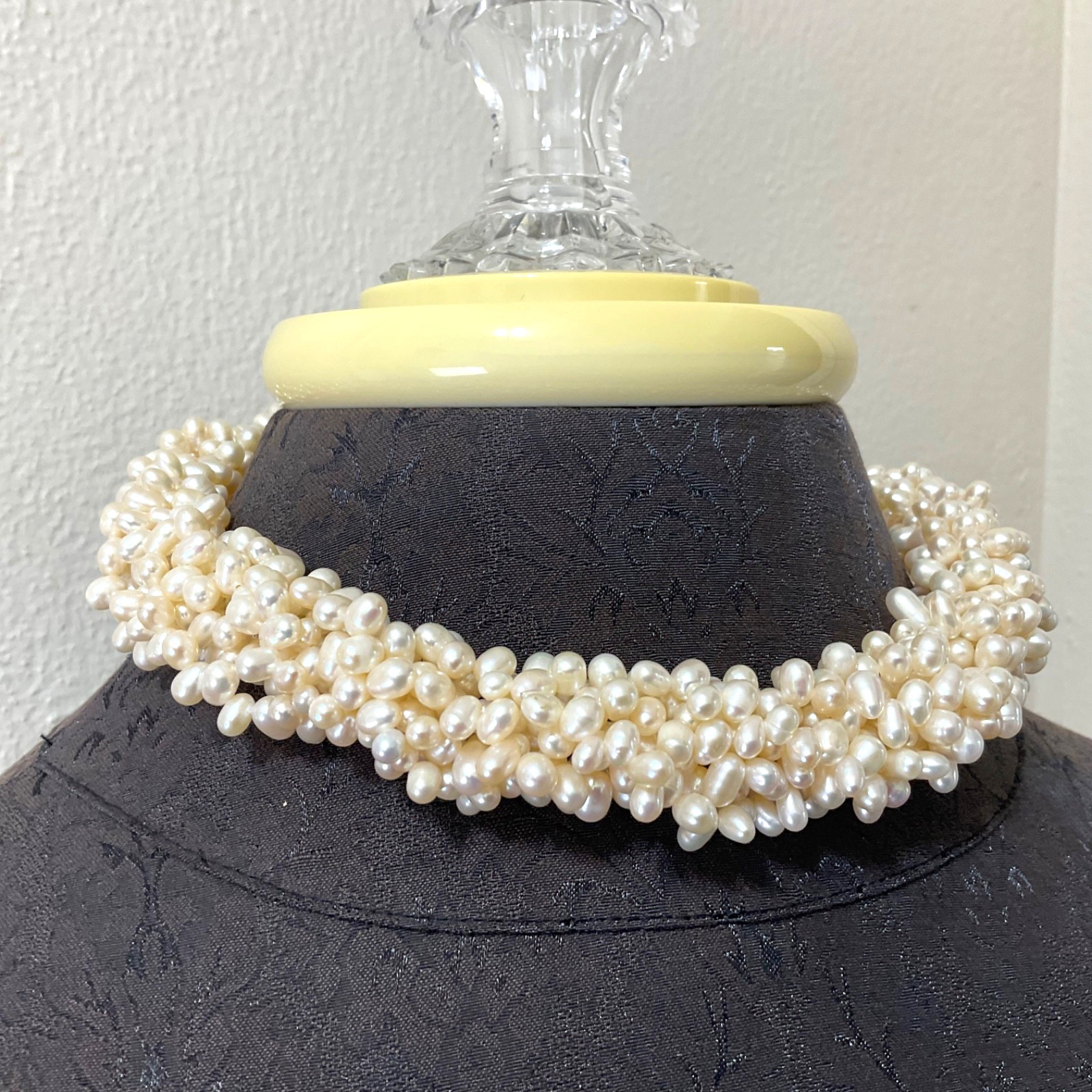Vtg Freshwater Pearl Multi Strand Necklace 925 Gold Vermeil Filigree Clasp 18.5”